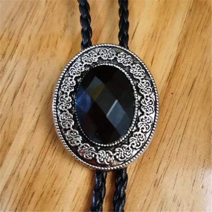 Oval Shaped Bolo Tie with Vintage-style Decor - Image 4