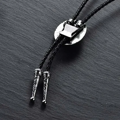 Oval Shaped Bolo Tie with Vintage-style Decor - Image 3