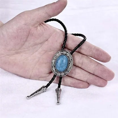 Oval Shaped Bolo Tie with Vintage-style Decor - Image 5