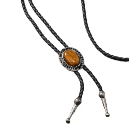 Elegant Western Tie with Faux Leather Rope - Image 3