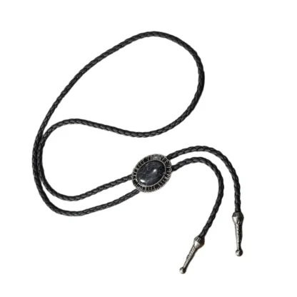 Elegant Western Tie with Faux Leather Rope - Image 2