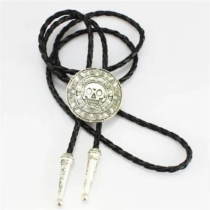 Round Retro Bolo Tie with Skull Emboss - Image 3