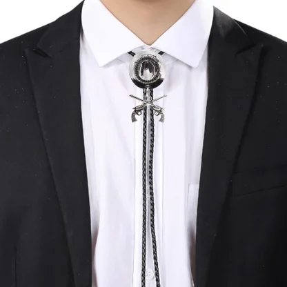 Cowboy Hat Western Tie with Gun Pendant - Image 12
