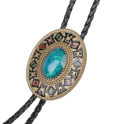Retro Bolo Tie with Gemstone-like Design - Image 4