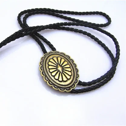 Classic Bolo Tie with Embossed Floral Design - Image 4