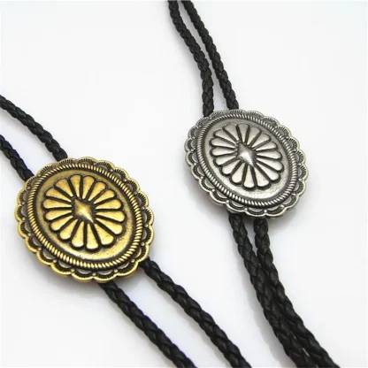 Classic Bolo Tie with Embossed Floral Design - Image 5