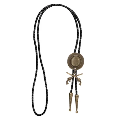 Cowboy Hat Western Tie with Gun Pendant - Image 6