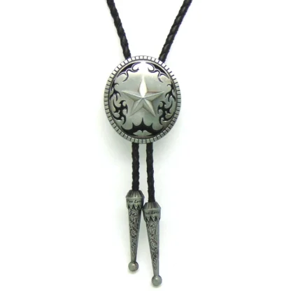 Round Western Tie with Ranger Star Design - Image 7