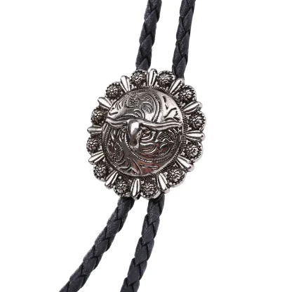 Embossed Bull Head Design Western Tie - Image 4