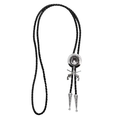 Cowboy Hat Western Tie with Gun Pendant - Image 3