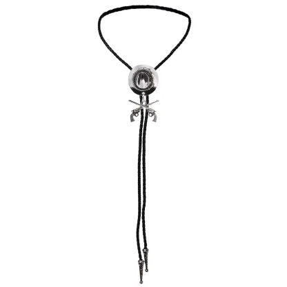 Cowboy Hat Western Tie with Gun Pendant - Image 7
