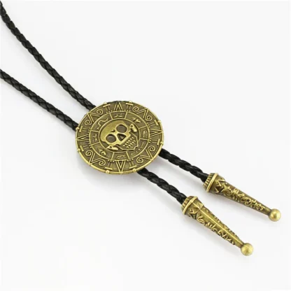 Round Retro Bolo Tie with Skull Emboss - Image 4