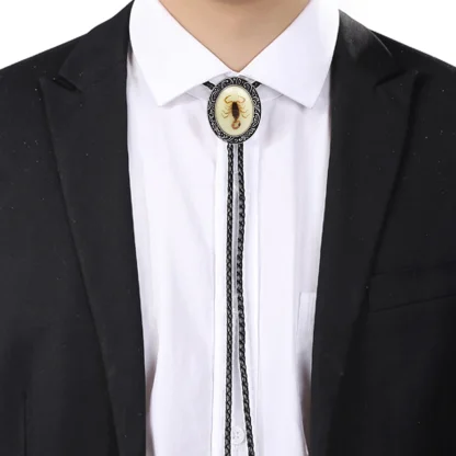 Oval Bolo Tie with Scorpion Silhoutte