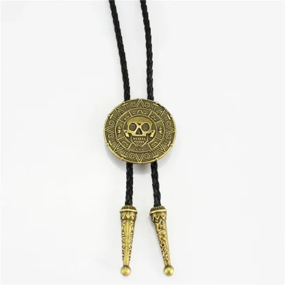 Round Retro Bolo Tie with Skull Emboss - Image 5