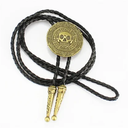 Round Retro Bolo Tie with Skull Emboss - Image 6