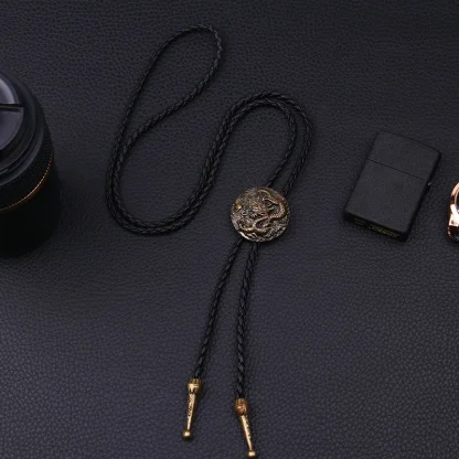 Ornate Bolo Tie with Embossed Dragon Design - Image 5