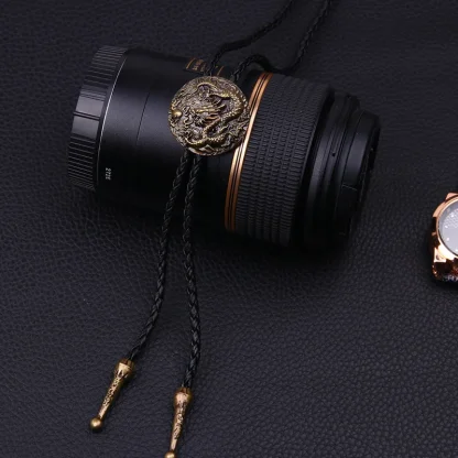 Ornate Bolo Tie with Embossed Dragon Design - Image 6