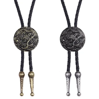 Ornate Bolo Tie with Embossed Dragon Design - Image 2