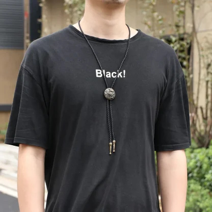 Ornate Bolo Tie with Embossed Dragon Design - Image 4