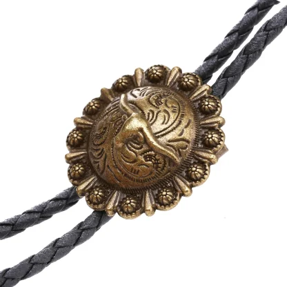 Embossed Bull Head Design Western Tie - Image 2