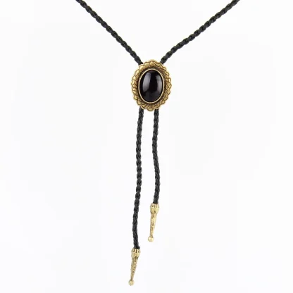 Black Elegant Bolo Tie with Scalloped Edges - Image 6
