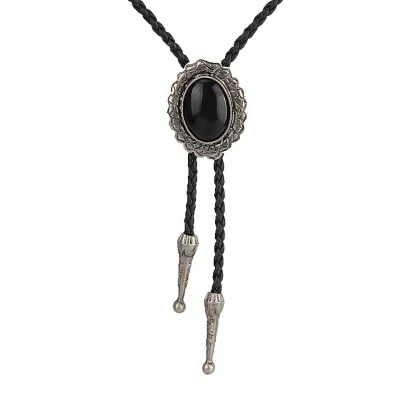 Black Elegant Bolo Tie with Scalloped Edges - Image 5