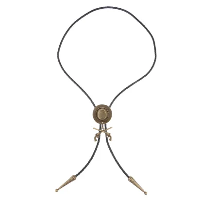 Cowboy Hat Western Tie with Gun Pendant - Image 10