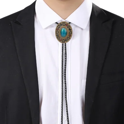 Retro Bolo Tie with Gemstone-like Design - Image 14