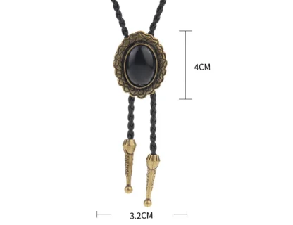 Black Elegant Bolo Tie with Scalloped Edges - Image 7