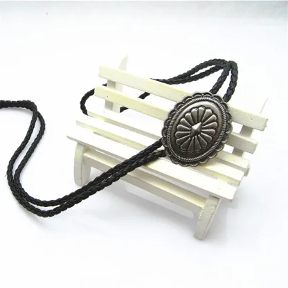Classic Bolo Tie with Embossed Floral Design - Image 3