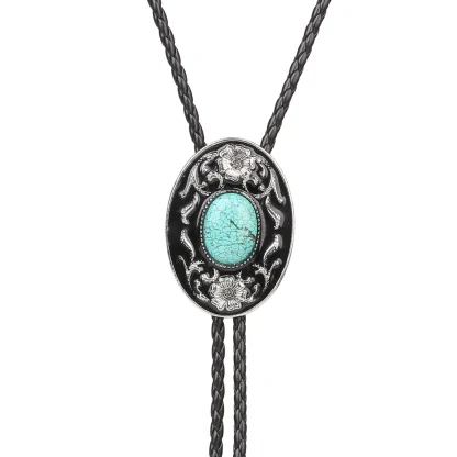 Retro Bolo Tie with Gemstone-like Design - Image 3