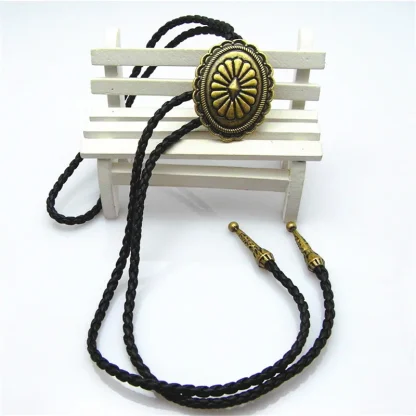 Classic Bolo Tie with Embossed Floral Design - Image 2