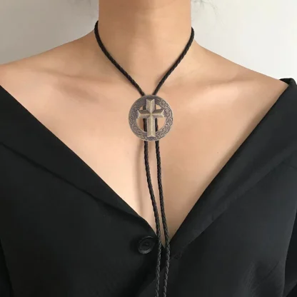 Cross Western Tie with Hollow Out Design - Image 13