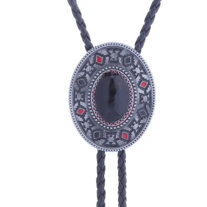 Retro Bolo Tie with Gemstone-like Design - Image 2