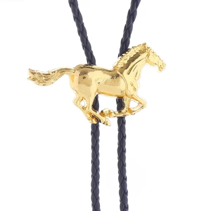 Adjustable Western Tie with Horse Pendant - Image 2