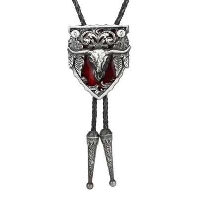 Bull Head Western Tie with Shield Design