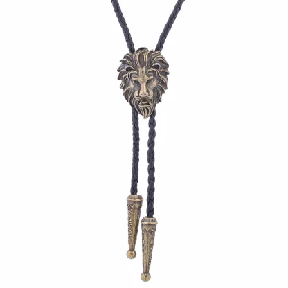 Retro Lion Head Pendant Bolo Tie - Image 12