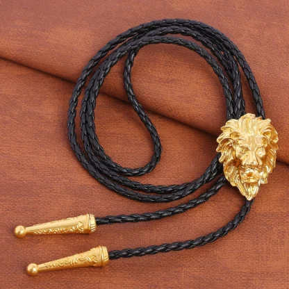 Retro Lion Head Pendant Bolo Tie - Image 3