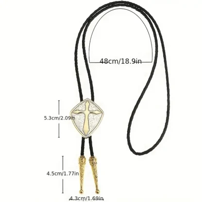 Shiny Shield Western Tie with Cross Embossed - Image 10