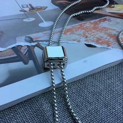Modern Square Bolo Tie with Box Chain - Image 6