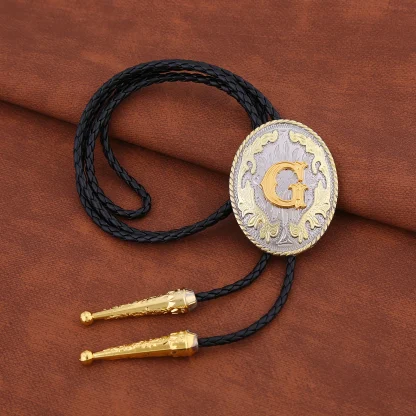 Fancy Bolo Tie with Initial Letter Pendant - Image 9