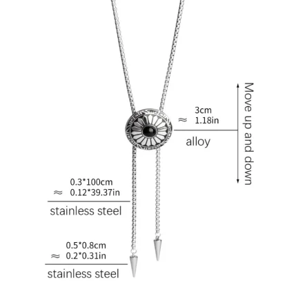 Box Chain Bolo Tie with Floral Design - Image 9