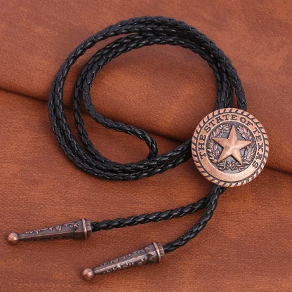 Round Weatern Tie with Embossed Star - Image 4