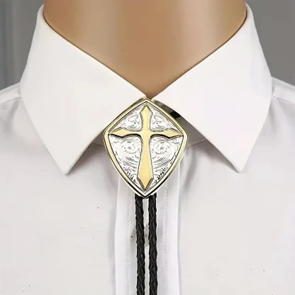 Shiny Shield Western Tie with Cross Embossed - Image 9