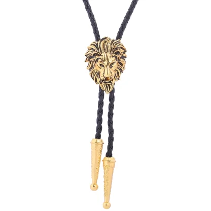 Retro Lion Head Pendant Bolo Tie