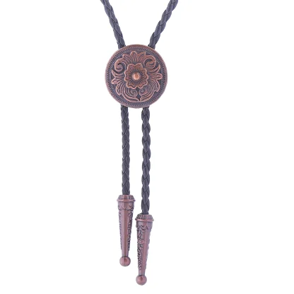 Embossed Floral Western Tie with Classic Design - Image 4