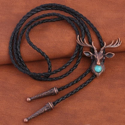 Decorative Bolo Tie with Elk Head Design - Image 4