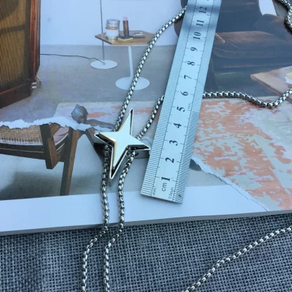 Box Chain Bolo Tie with Four-pointed Star Design - Image 7
