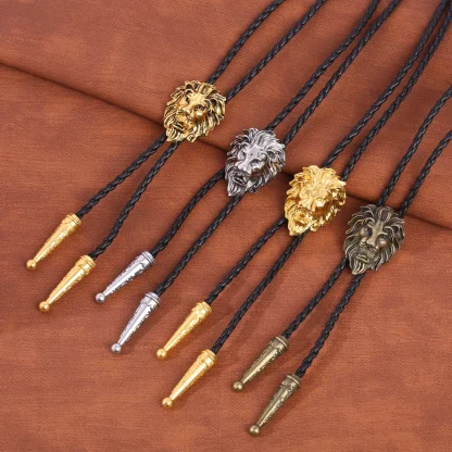 Retro Lion Head Pendant Bolo Tie - Image 2