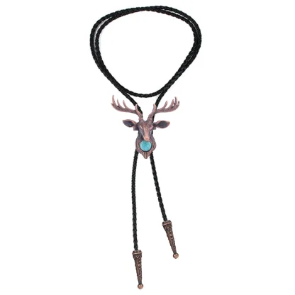 Decorative Bolo Tie with Elk Head Design - Image 12